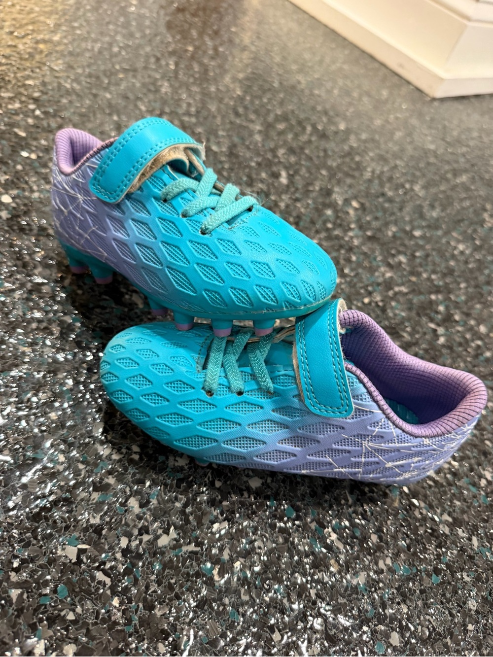 Kids Brooman Size 10 Mint/Purple Firm Ground Soccer Cleats